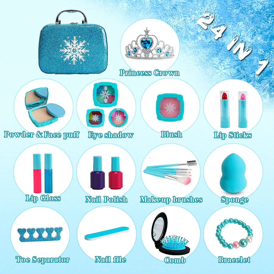 Flybay Kids Makeup Kit for Girl, Real Makeup Set, Washable Makeup Kit for Kids,, Girl Gift Toys Toddler Play Makeup Set for 4 5 6 7 8 Years Old Little Girls