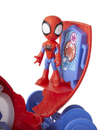 Marvel Spidey and His Amazing Friends Web-Quarters Playset with Lights and Sounds, Includes Spidey Figure and Vehicle, for Kids Ages 3 and Up
