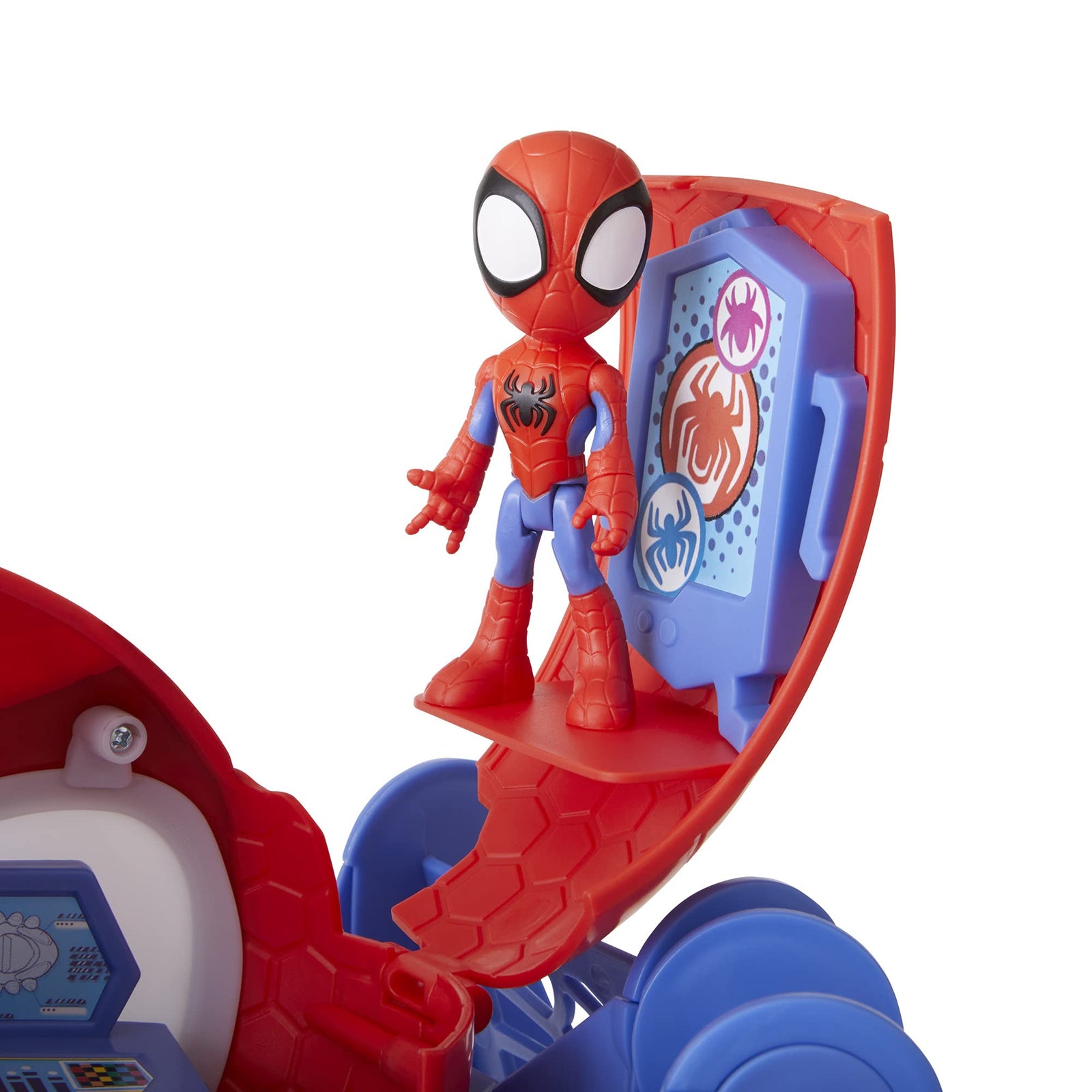 Marvel Spidey and His Amazing Friends Web-Quarters Playset with Lights and Sounds, Includes Spidey Figure and Vehicle, for Kids Ages 3 and Up