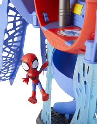 Marvel Spidey and His Amazing Friends Web-Quarters Playset with Lights and Sounds, Includes Spidey Figure and Vehicle, for Kids Ages 3 and Up
