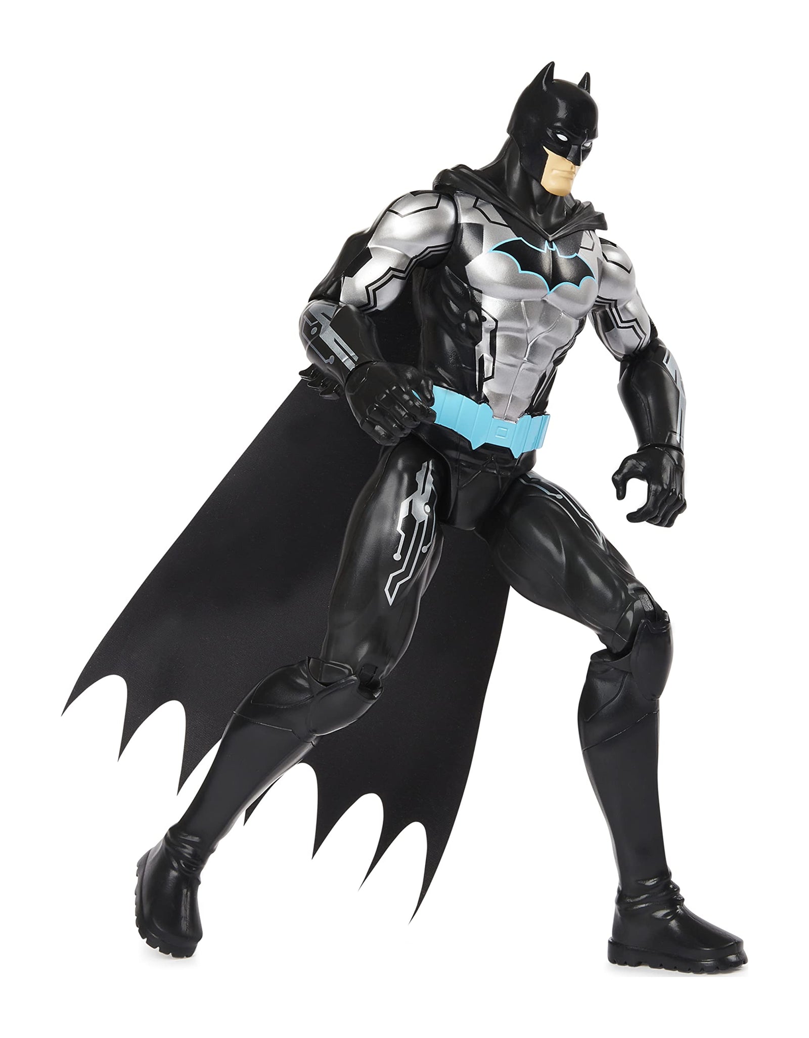 DC Comics Batman 12-inch Bat-Tech Action Figure (Black/Blue Suit), Kids Toys for Boys Aged 3 and up