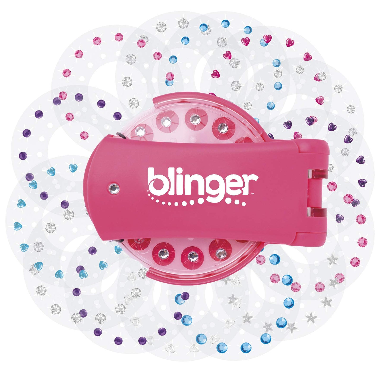 Blinger Ultimate Set, Glam Collection, Comes with Glam Styling Tool & 225 Gems - Load, Click, Bling! Hair, Fashion, Anything! (Amazon Exclusive), Pink