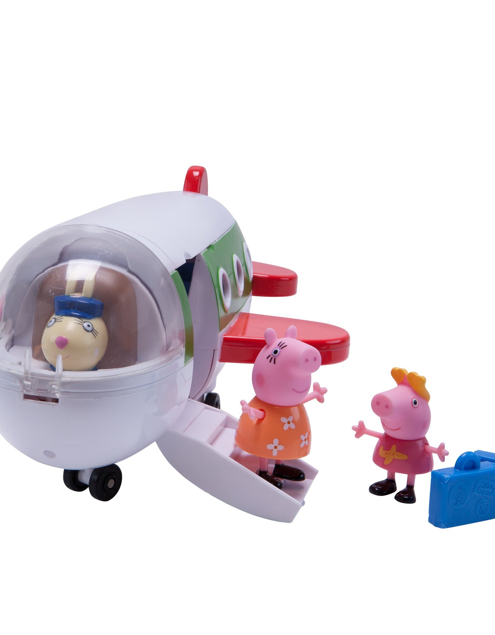 Peppa Pig Holiday Plane Vehicle Playset, 5 Pieces - Includes Talking Airplane, Peppa and Mummy Pig Figures & Suitcases - Toy Gift for Kids - Ages 3+