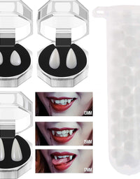 VOVEA Halloween Vampire Teeth Fangs with Adhesive, Halloween Party Costume Cosplay Props White Horror Fake Teeth Party Favors Dress Up Accessories, 3 Pairs 3 Sizes
