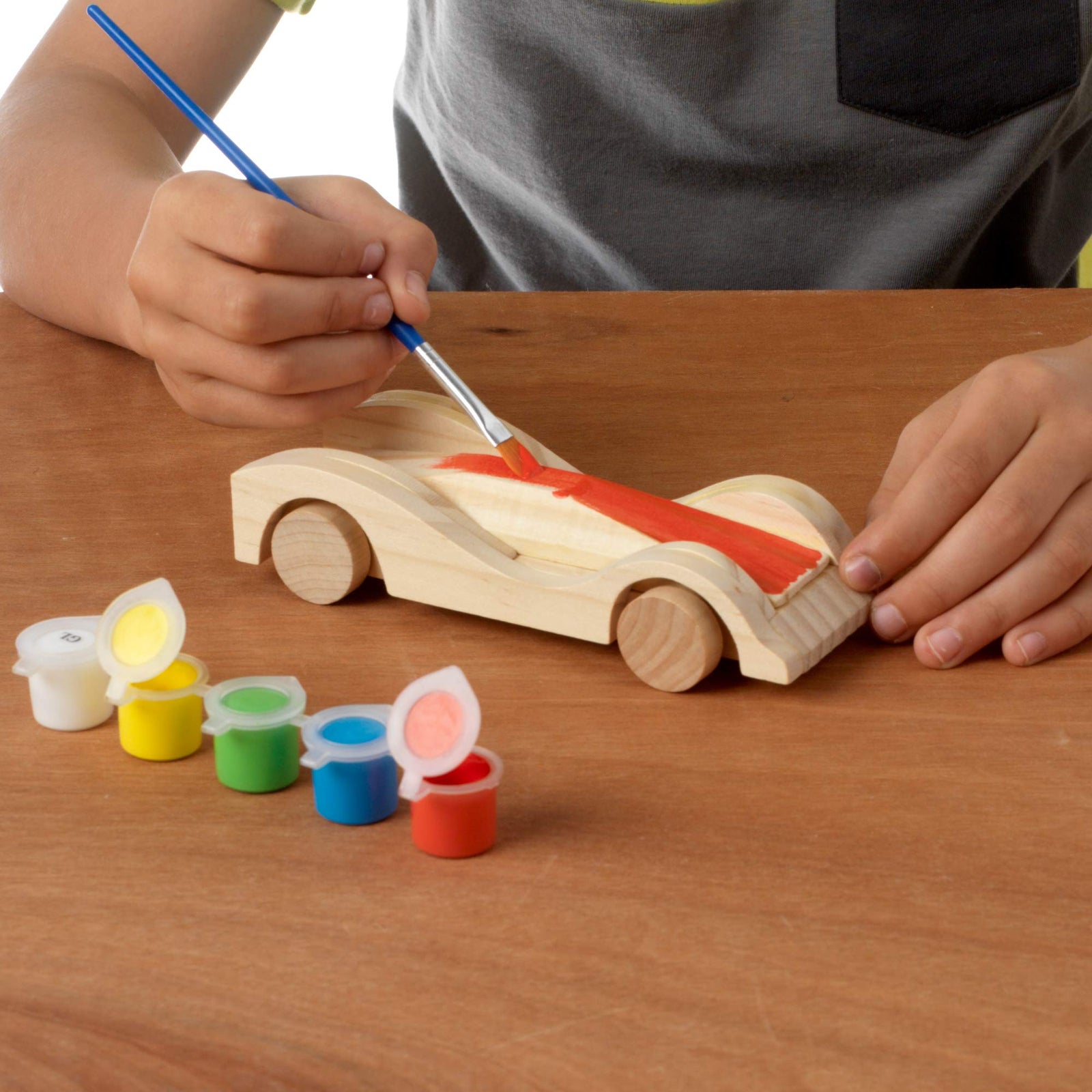 Made By Me Build & Paint Your Own Wooden Cars by Horizon Group Usa, DIY Wood Craft Kit, Easy To Assemble & Paint 3 Race Cars, Multicolored