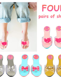 Princess Jewelry Boutique Dress Up & Elegant Shoe(4 Pairs of Girls Heels Shoes), Role Play Fashion Accessories of Crowns, Necklaces, Bracelets, Rings, Girls Beauty Gift Toys for Age 2 3 4 5 6 Year Old
