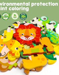 TOY Life Wooden Puzzles for Toddlers 1-3, Baby Puzzles Montessori Toy Toddler Gifts for 1 2 3 Year Old Girls Boys, 8 Animal Shape Puzzles for Kids Age 2-4, STEM Educational Learning Toy for Toddler
