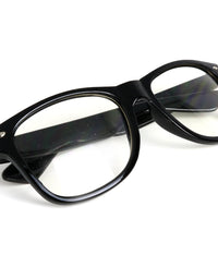 Skeleteen Retro Nerd Costume Glasses - Oversized Black Hipster Eyeglasses with Clear Lenses - 1 Pair
