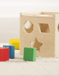 Melissa & Doug Shape Sorting Cube - Classic Wooden Toy With 12 Shapes
