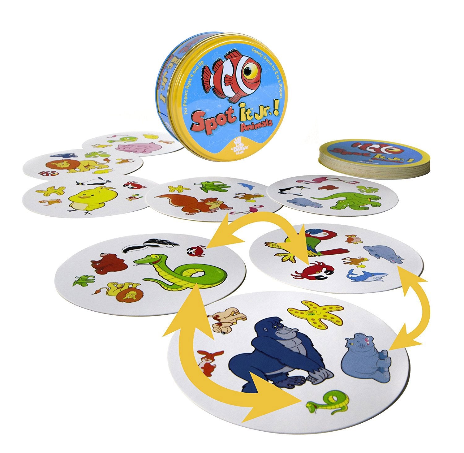 Spot It! Junior Animals Card Game | Game For Kids | Preschool Age 4+ | 2 to 5 Players | Average Playtime 10 minutes | Made by Zygomatic