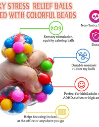 HIETIRA Squishy Stress Balls for Kids and Adults - 6 Balls Water Bead Stress Balls Needohball DNA Balls Sensory Ball Squeeze Ball Fidget Toys Set for Anxiety Autism ADHD and More
