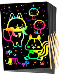 QXNEW Scratch Rainbow Art for Kids: Magic Scratch off Paper Children Art Crafts Set Kit Supplies Toys Black Scratch Sheets Notes Cards for Boys Girls Birthday Party Favors Games Christmas Easter Gifts
