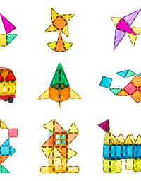 cossy Kids Magnet Toys Magnetic Tiles, 120 PCs Magnetic Building Blocks, Educational Toys for Kids Children with 2 Car Sets
