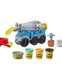 Play-Doh Wheels Cement Truck Toy for Kids Ages 3 & Up with Non-Toxic Cement-Colored Buildin' Compound Plus 3 Colors
