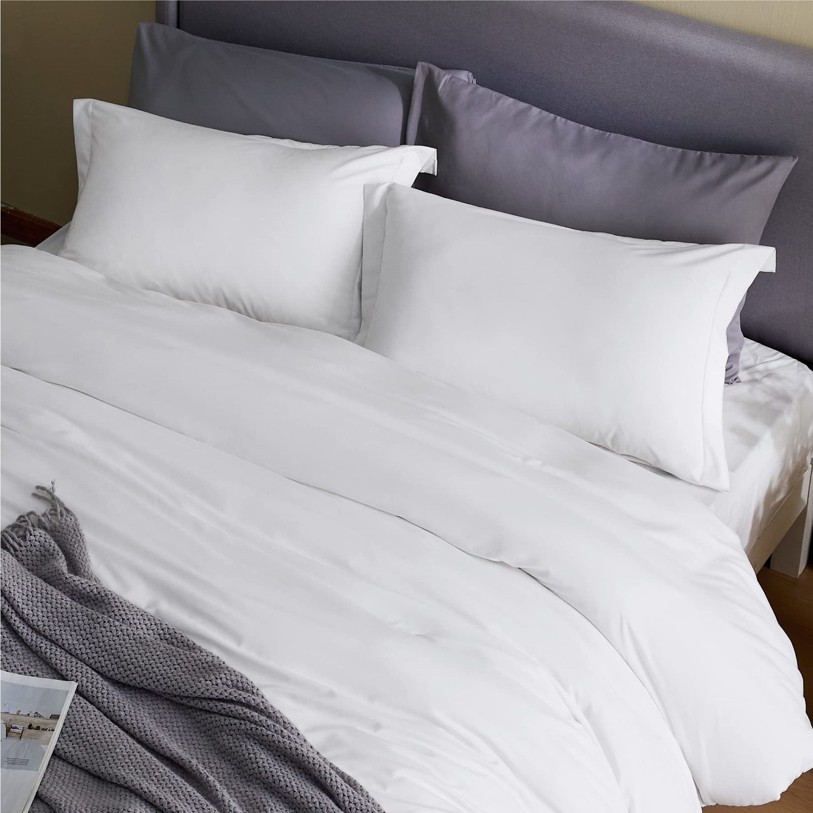 Bedsure White Duvet Covers Queen Size - Brushed Microfiber Soft Queen Duvet Cover Set 3 Pieces with Zipper Closure, 1 Duvet Cover 90x90 inches and 2 Pillow Shams