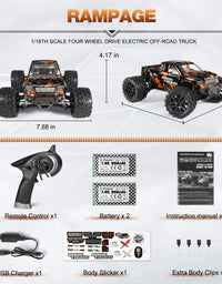 1:18 Scale RC Monster Truck 18859E 36km/h Speed 4X4 Off Road Remote Control Truck,Waterproof Electric Powered RC Cars All Terrain Toys Vehicles with 2 Batteries,Excellent Xmas Gifts for kid and Adults
