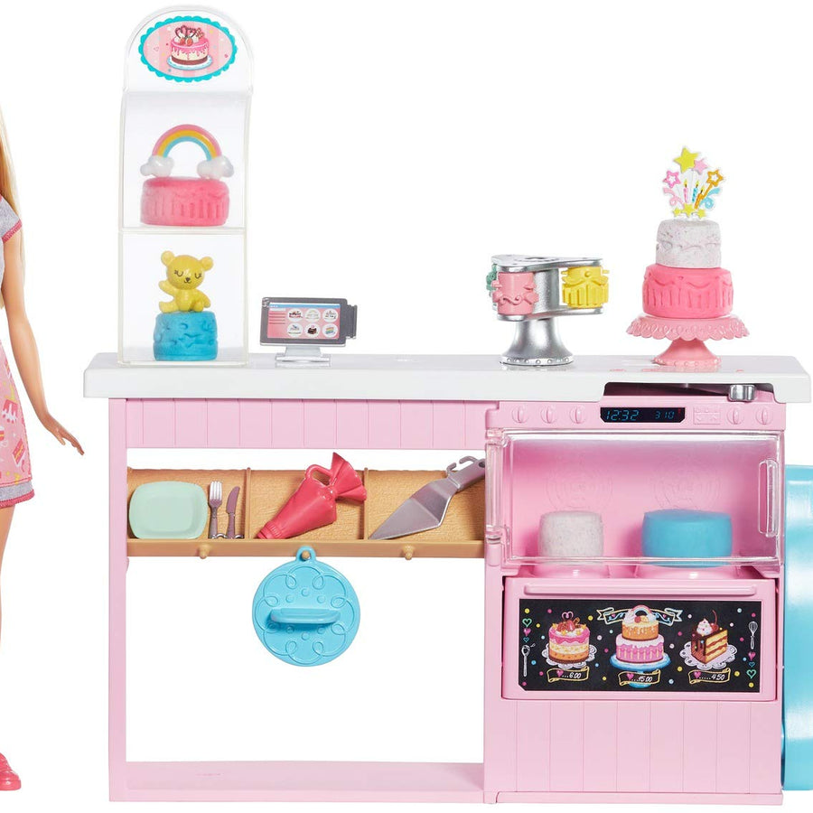Barbie Cake Decorating Playset with Blonde Doll, Baking Island with Oven, Molding Dough and Toy Icing Pieces for Kids 4 to 7 Years Old [Amazon Exclusive]