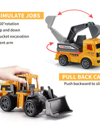 TEMI Construction Vehicles Toy for Boys, 60PCS Kids Engineering Trucks Vehicle w/ Tractor, Crane, Dump, Excavator and Map, Birthday Gift Toys for 3 4 5 6 7 Year Old Boys Children Toddlers
