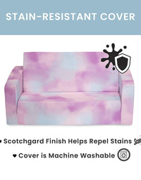 Delta Children Cozee Flip-Out Sofa - 2-in-1 Convertible Sofa to Lounger for Kids, Pink Tie Dye
