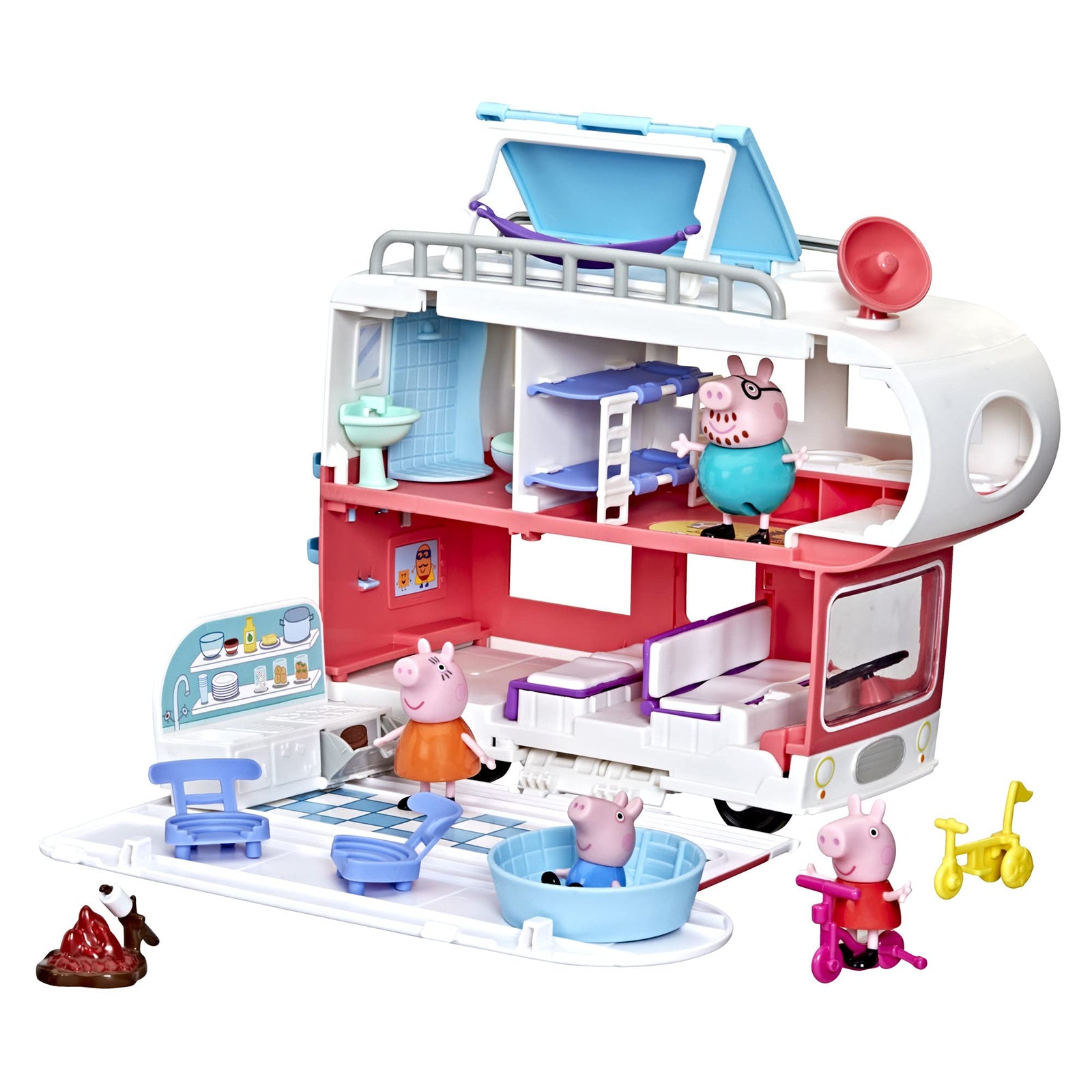 Peppa Pig Peppa’s Adventures Peppa’s Family Motorhome Preschool Toy, Vehicle to RV Playset, Plays Sounds and Music, Ages 3 and up