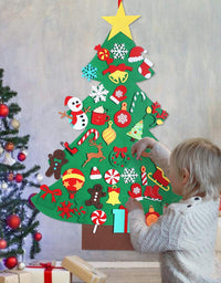 Garma DIY Felt Christmas Tree Set with 41PCS Kids Wall Hanging Detachable Ornaments, Felt Christmas Craft Kits Decorations for Toddler Xmas Gifts New Year Parties Supplies
