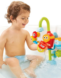 Yookidoo Bath Toys (For Toddlers 1-3) - Spin N Sort Spout Pro - 3 Stackable Cups, Hose and Spout, Spinning Suction Cups For Kids Bathtime Fun
