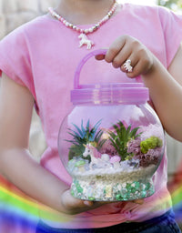 DIY Light up Unicorn Terrarium Kit for Kids with LED Light - Create Your Own Magical Mini Plant Garden in a Jar - Unicorn Gifts For Girls - Crafts, Kits, Unicorn Stuff, Bedroom Decor
