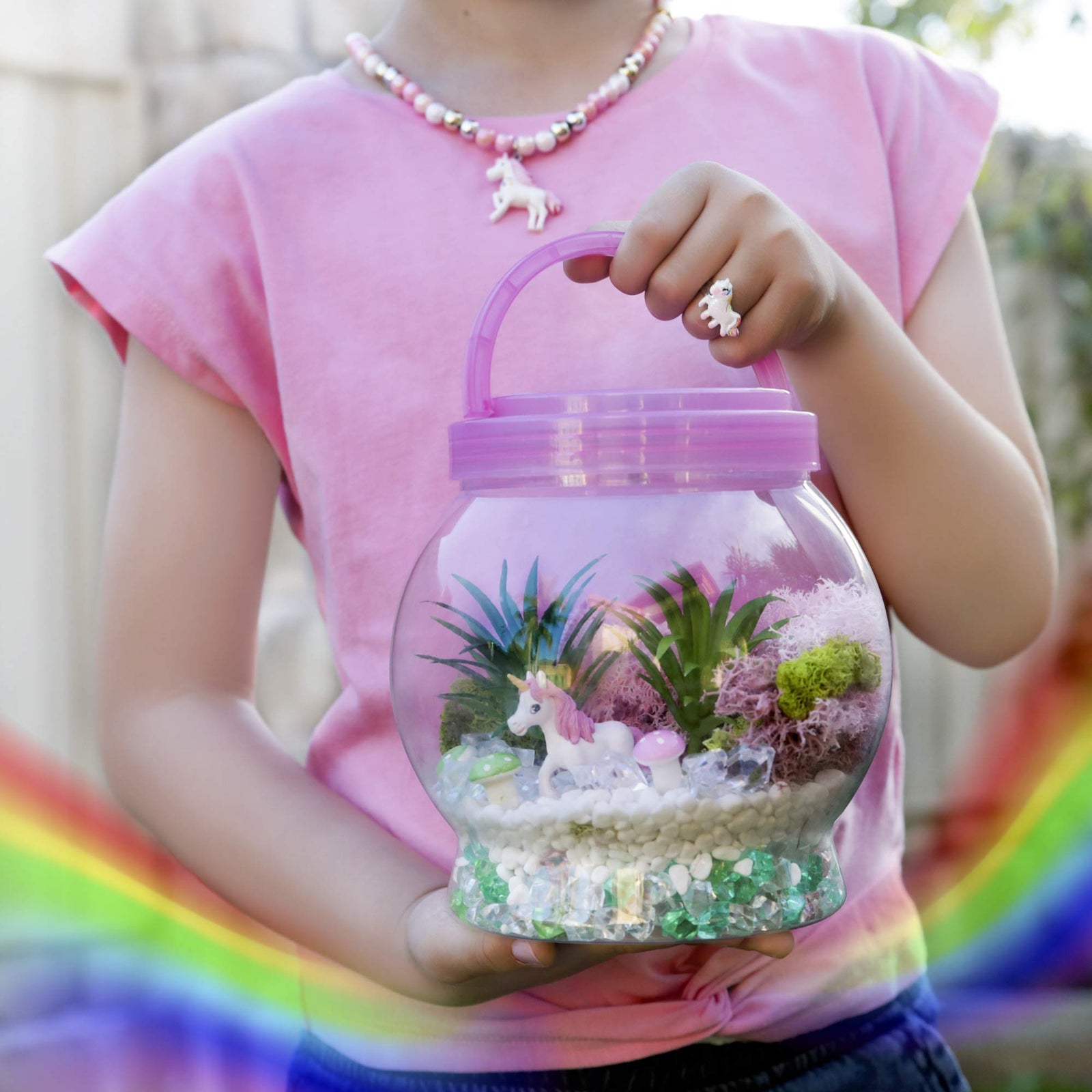 DIY Light up Unicorn Terrarium Kit for Kids with LED Light - Create Your Own Magical Mini Plant Garden in a Jar - Unicorn Gifts For Girls - Crafts, Kits, Unicorn Stuff, Bedroom Decor