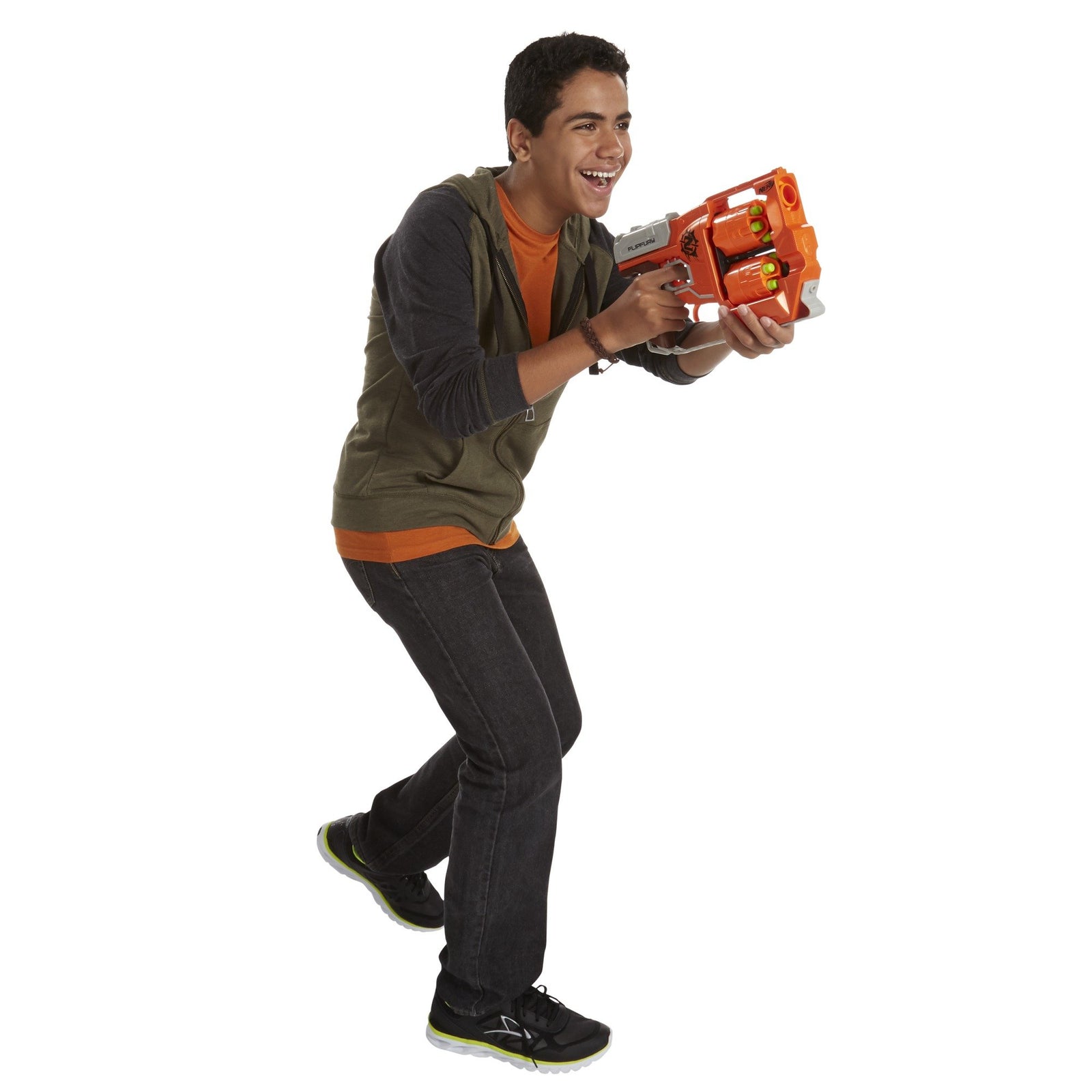 NERF Zombie Strike FlipFury Blaster -- 2 Flipping 6-Dart Drums -- Fire 6 Darts, Flip, Fire 6 More -- 12 Zombie Strike Elite Darts