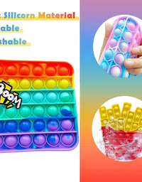 9 Pack Colorful Pop Fidget Toy, Push Bubble Popper Sensory Toy, Autism Special Needs Stress Reliever Silicone Stress Reliever Toy ，Help Restore Emotions Gift for Adult Kids (Rainbow&Pink)
