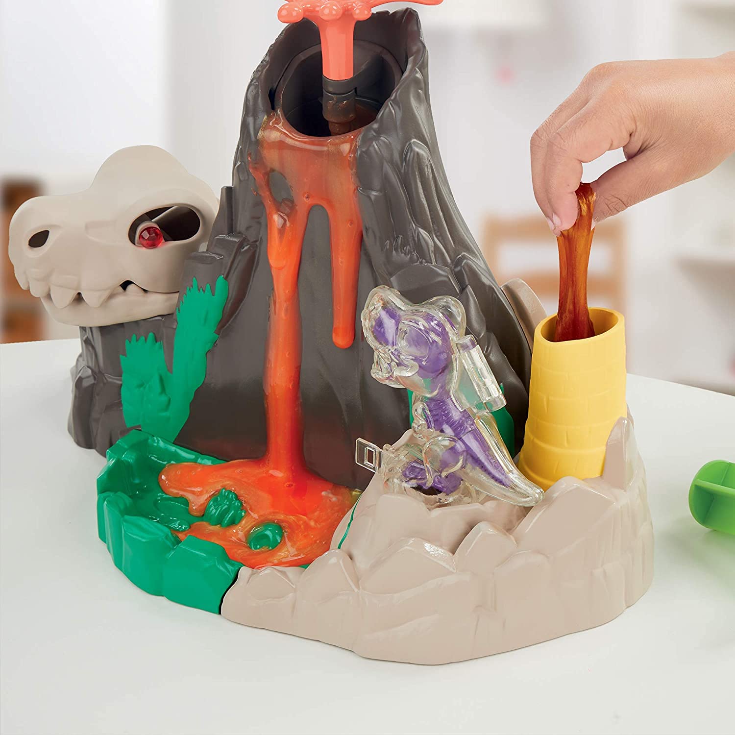 Play-Doh Slime Dino Crew Lava Bones Island Volcano Playset with HydroGlitz Eggs and Mix-ins, Dinosaur Toy for Kids 4 Years and Up, Non-Toxic