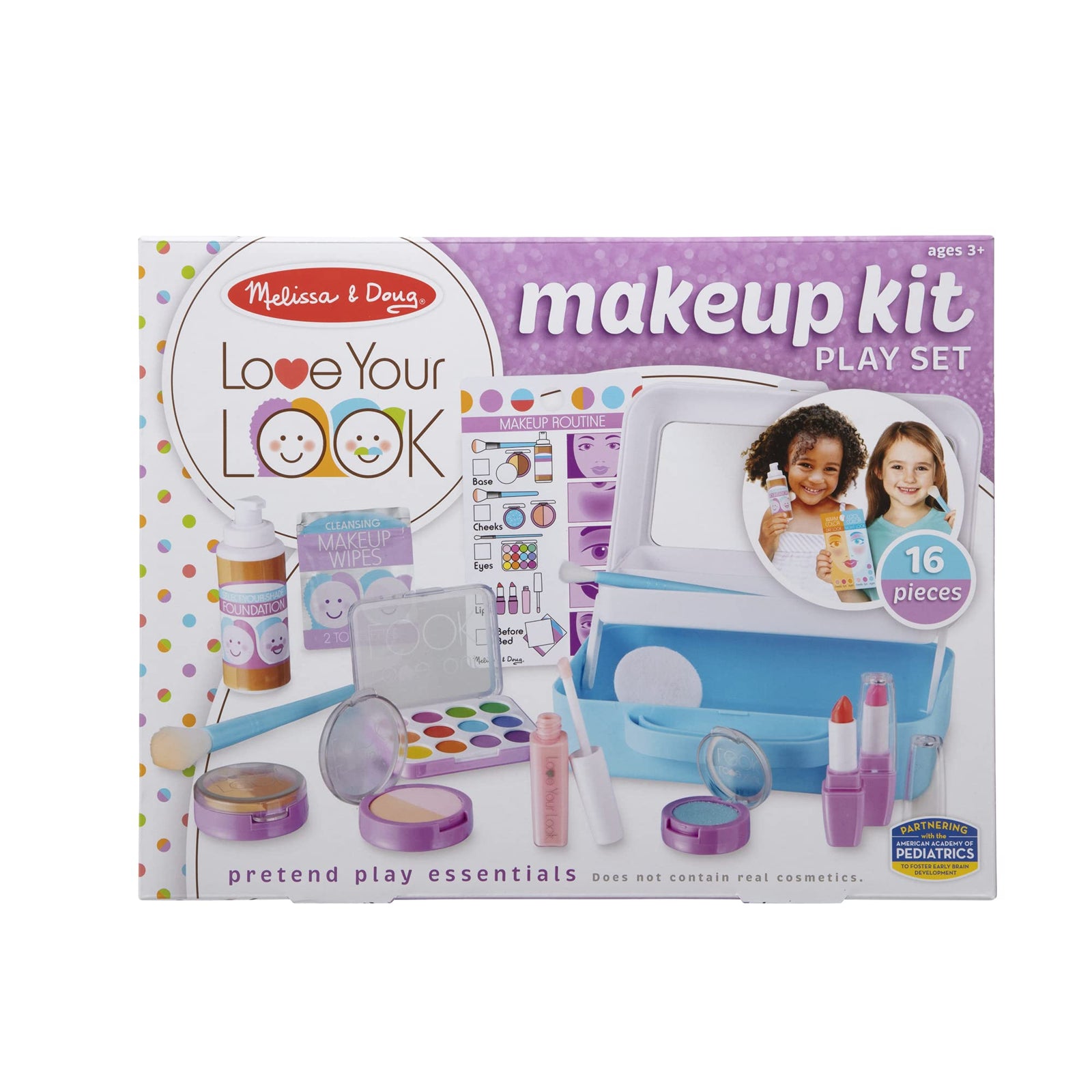 Melissa & Doug Love Your Look Pretend Makeup Kit Play Set – 16 Pieces for Mess-Free Pretend Makeup Play (Does NOT Contain Real Cosmetics)