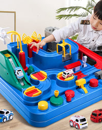 TEMI Kids Race Track Toys for Boy Car Adventure Toy for 3 4 5 6 7 Years Old Boys Girls, Puzzle Rail Car, City Rescue Playsets Magnet Toys w/ 3 Mini Cars, Preschool Educational Car Games Gift Toys

