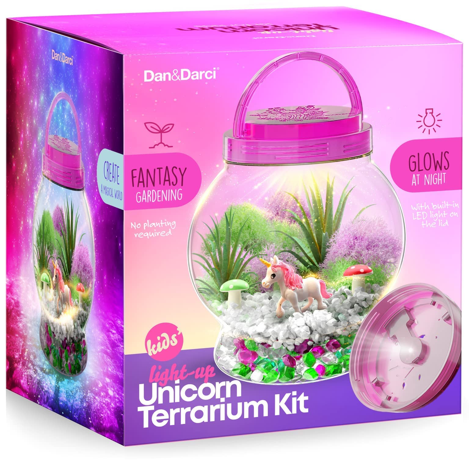 Light-Up Unicorn Terrarium Kit for Kids - Kids Birthday Gifts for Kids - Best Unicorn Toys & Activities Kits Presents - Arts & Crafts Stuff for Little Girls & Boys Age 4 5 6 7 8-12 Year Old Girl Gift