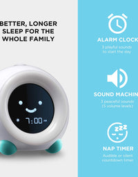 LittleHippo Mella Ready to Rise Children's Trainer, Alarm Clock, Night Light Sleep Sounds Machine (Arctic Blue), Standard
