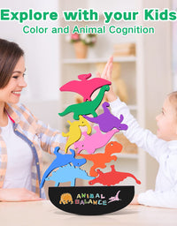 Wooden Stacking Dinosaur Toys for Kids 3-5 Boys - Dinosaur Toys for 2 Year Old Boy Stacking Toys Gifts for 2 3 4 Year Old Boys, Montessori Toys for 2 Year Old Toys for Boys Gifts
