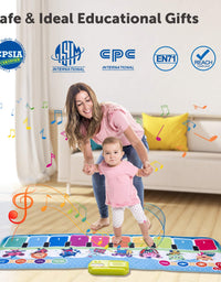 Joyjoz Piano Mat, Upgraded Musical Mat with 8 Instruments Sounds Child Floor Keyboard Touch Play Blanket Dance Mat Build-in Speaker & Recording Function Xmas Gift Toys for Baby Girls Boys Toddlers
