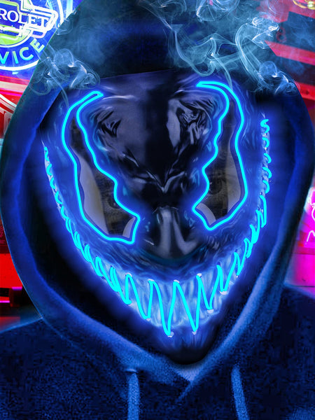 Halloween Mask Scary Led Light Up Mask with 3 Lighting Modes EL Wire for Festival Cosplay, Costume Masquerade Parties Carnival, Glowing Mask for Men Women Kids