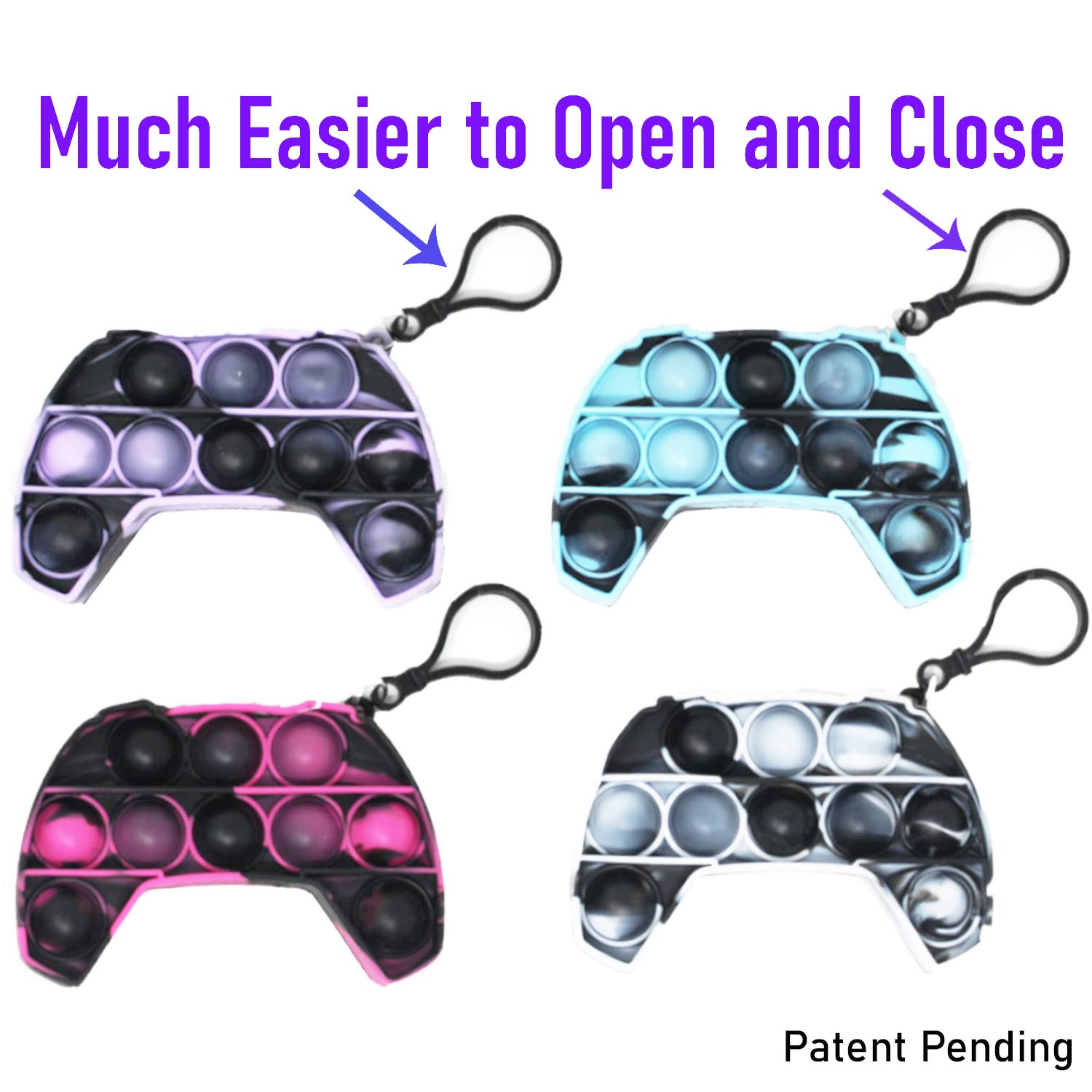 KINIA 8 Pack Fidget Toys Mini Pop It Sensory Controller Toy Fidgets Keychain - Patent Pending - Controller Shaped Keychain Pop It Toy for Kids Children Adults (8 Pack, Controller Multicolor)