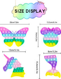 Woplagyreat 4 Pack Pop Popit Poppit Poppet Its Popper Fidget Sensory Popitsfidgets Set Kit Toy Stress Bubble Special Need Gift for Girl Kid Teen Adult Friend ADHD Unicorn Butterfly Mermaid Mouse
