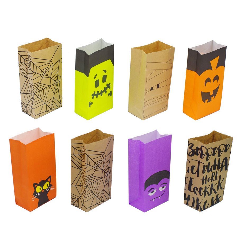 Bravo Sport Halloween Trick or Treat Goody Gags Gift Bags, 8 Design, 40 pcs Party Favor Candy Bags
