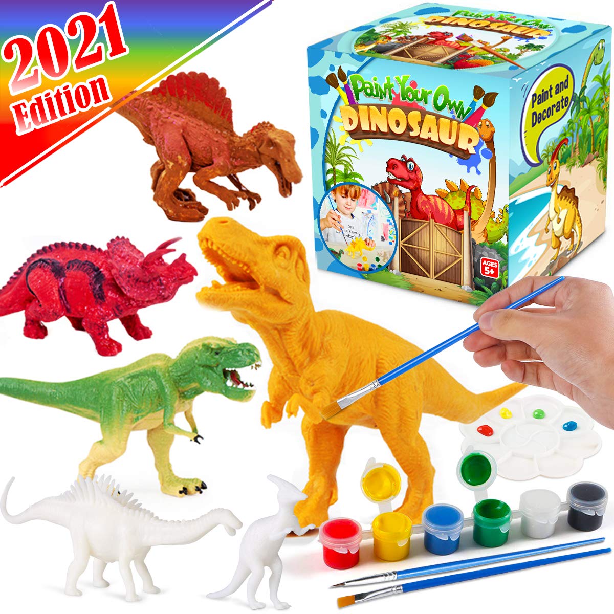 FUNZBO Kids Crafts and Arts Set Painting Kit - Dinosaurs Toys Art and Craft Supplies Party Favors for Boys Girls Age 4 5 6 7 Years Old Kid Creativity DIY Gift Set