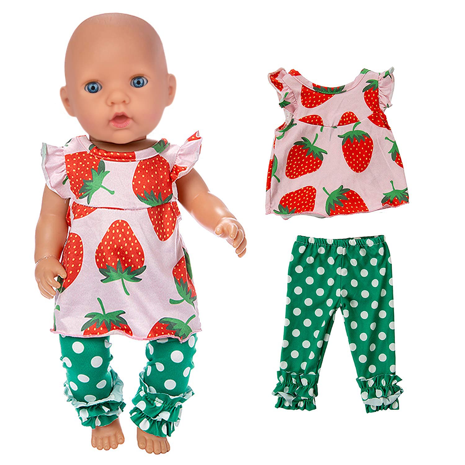 Ecore Fun 10 Item 14-16 Inch Baby Doll Clothes Dresses Outfits Pjs for 43cm New Born Baby Dolls, 15 Inch Baby Doll, American 18 Inch Girl Doll