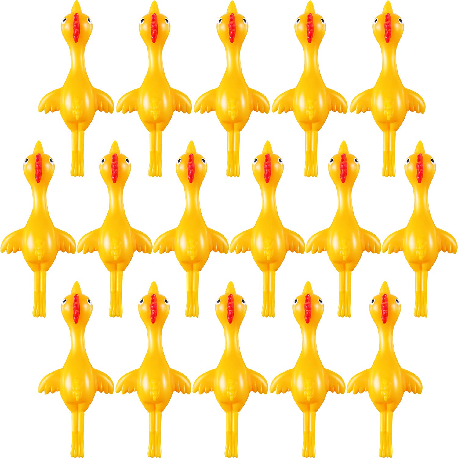 Sumind 16 Pack Slingshot Chicken Rubber Chicken Flick Chicken Flying Chicken Flingers Stretchy Funny Christmas, Easter Chicks Party Activity for Children (Yellow)
