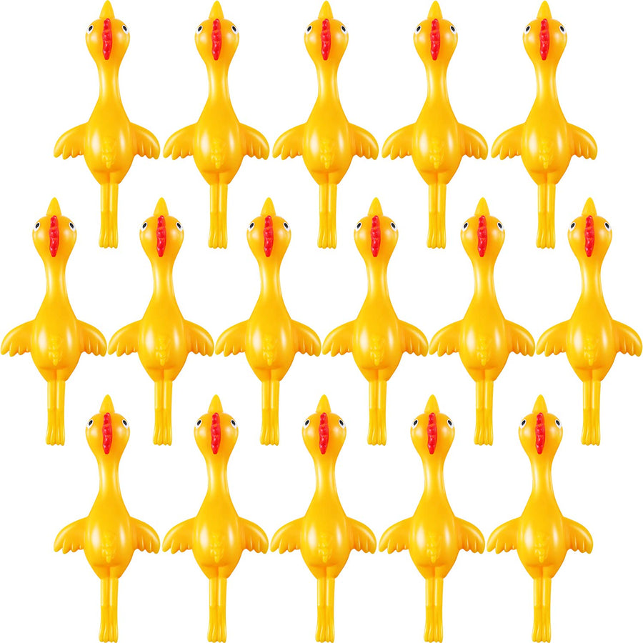 Sumind 16 Pack Slingshot Chicken Rubber Chicken Flick Chicken Flying Chicken Flingers Stretchy Funny Christmas, Easter Chicks Party Activity for Children (Yellow)