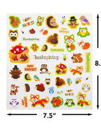 Thanksgiving Stickers for Kids 8 Sheets Thanksgiving Day Party Supply Classroom Reward
