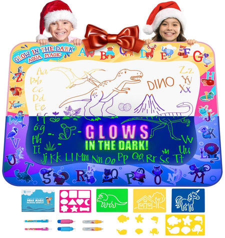 Kids Water Doodle Drawing Pad Mat Gift Toy Aqua Magic Board Set for Toddlers, Painting Coloring Writing Kit - Educational Tablet Toys for Girls Boys Age 3 - 12 Years, Mess Free Pens Markers