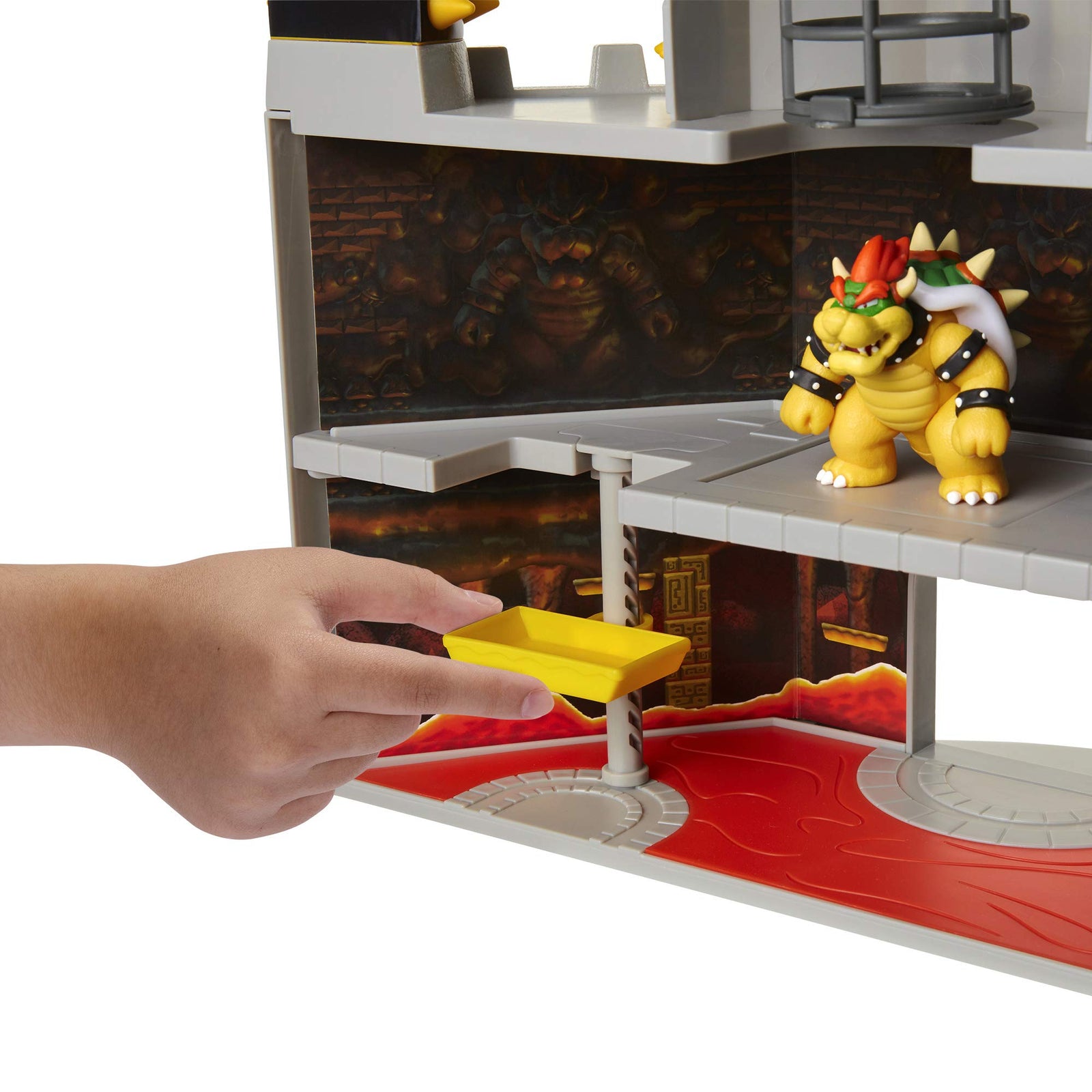 Super Mario 400204 Nintendo Bowser's Castle Super Mario Deluxe Bowser's Castle Playset with 2.5" Exclusive Articulated Bowser Action Figure, Interactive Play Set with Authentic In-Game Sounds