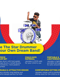 EMAAS Kids Jazz Drum Set for Kids – 5 Drums, 2 Drumsticks, Kick Pedal, Cymbal Chair, Stool – Ideal Gift Toy for Kids, Teens, Boys & Girls - Stimulates Musical Talent Imagination and Creativity
