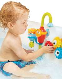 Yookidoo Bath Toys (For Toddlers 1-3) - Spin N Sort Spout Pro - 3 Stackable Cups, Hose and Spout, Spinning Suction Cups For Kids Bathtime Fun

